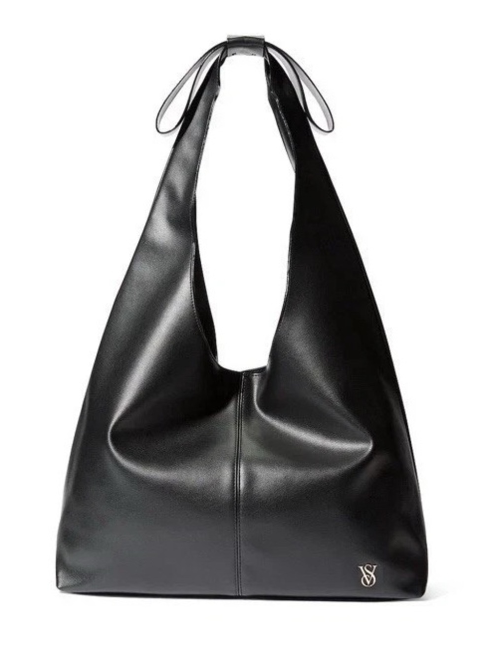 Victoria's Secret Black Faux Leather Hobo Shoulder Bag